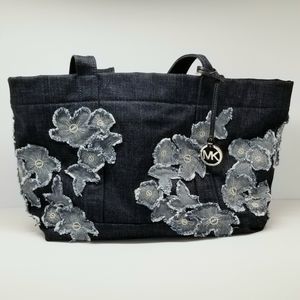 Michael Kors Denim XL Large Floral Tote Bag NWOT